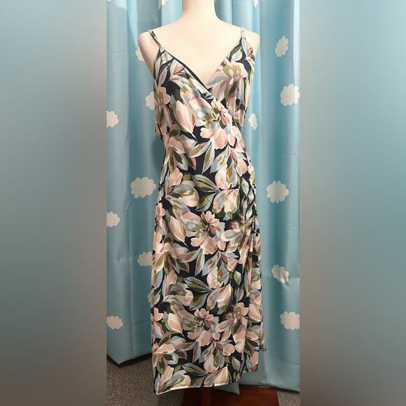 Joie Floral Midi Dress - Black, Pink, Green - Picture 6 of 7